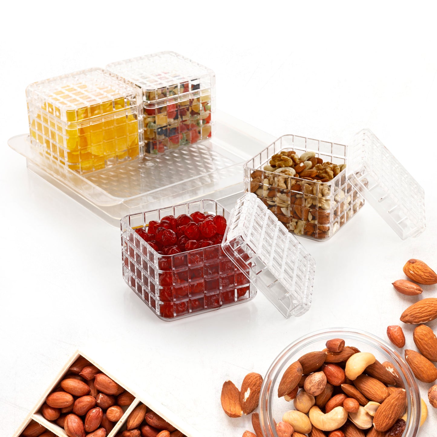 Ganesh Multipurpose Gift Set Dry Fruit Candy (4 Pcs Set With Tray) - LootFaat