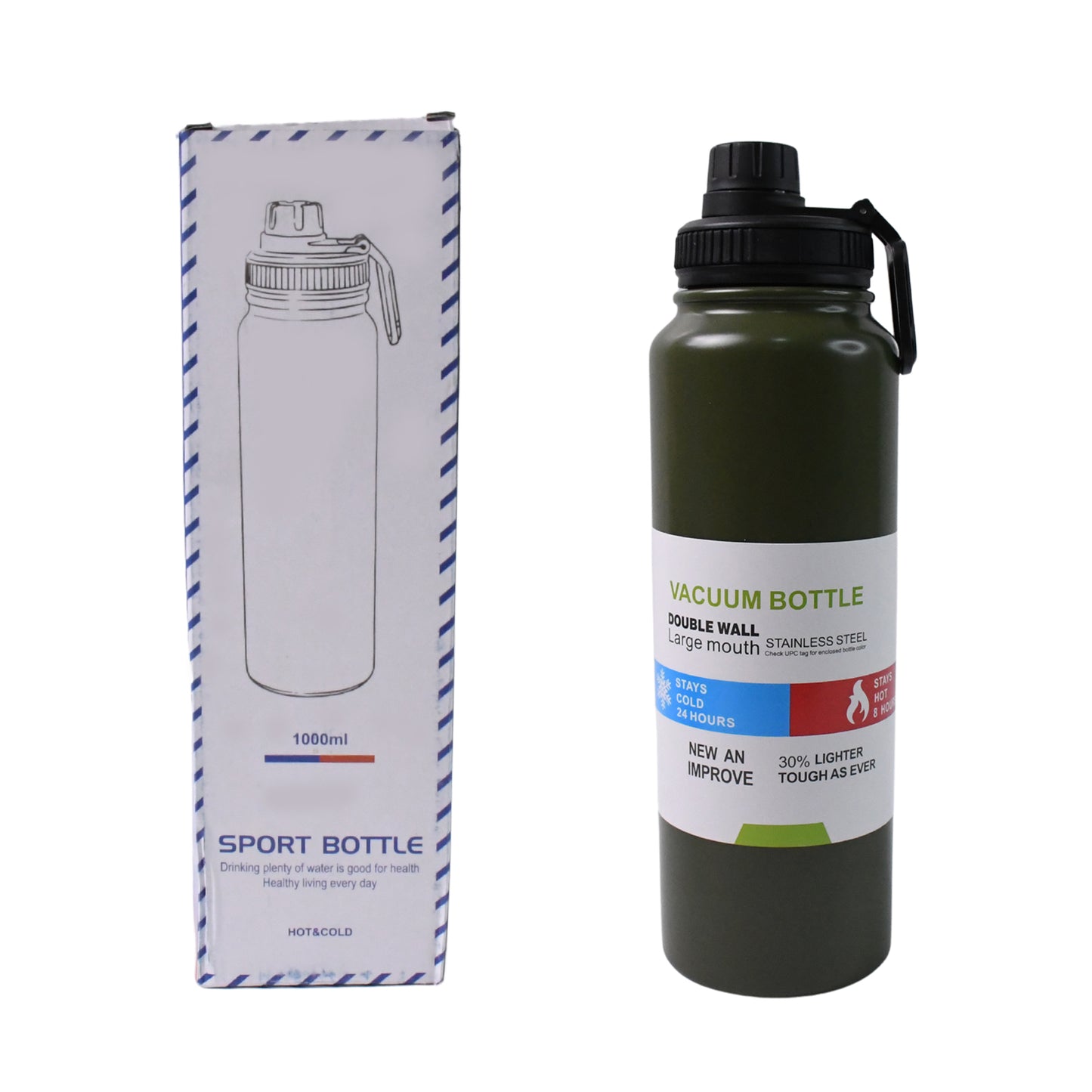 Stainless Steel Double Wall Vacuum-insulated Drink Water Bottle (1000 Ml Mix Color) - LootFaat