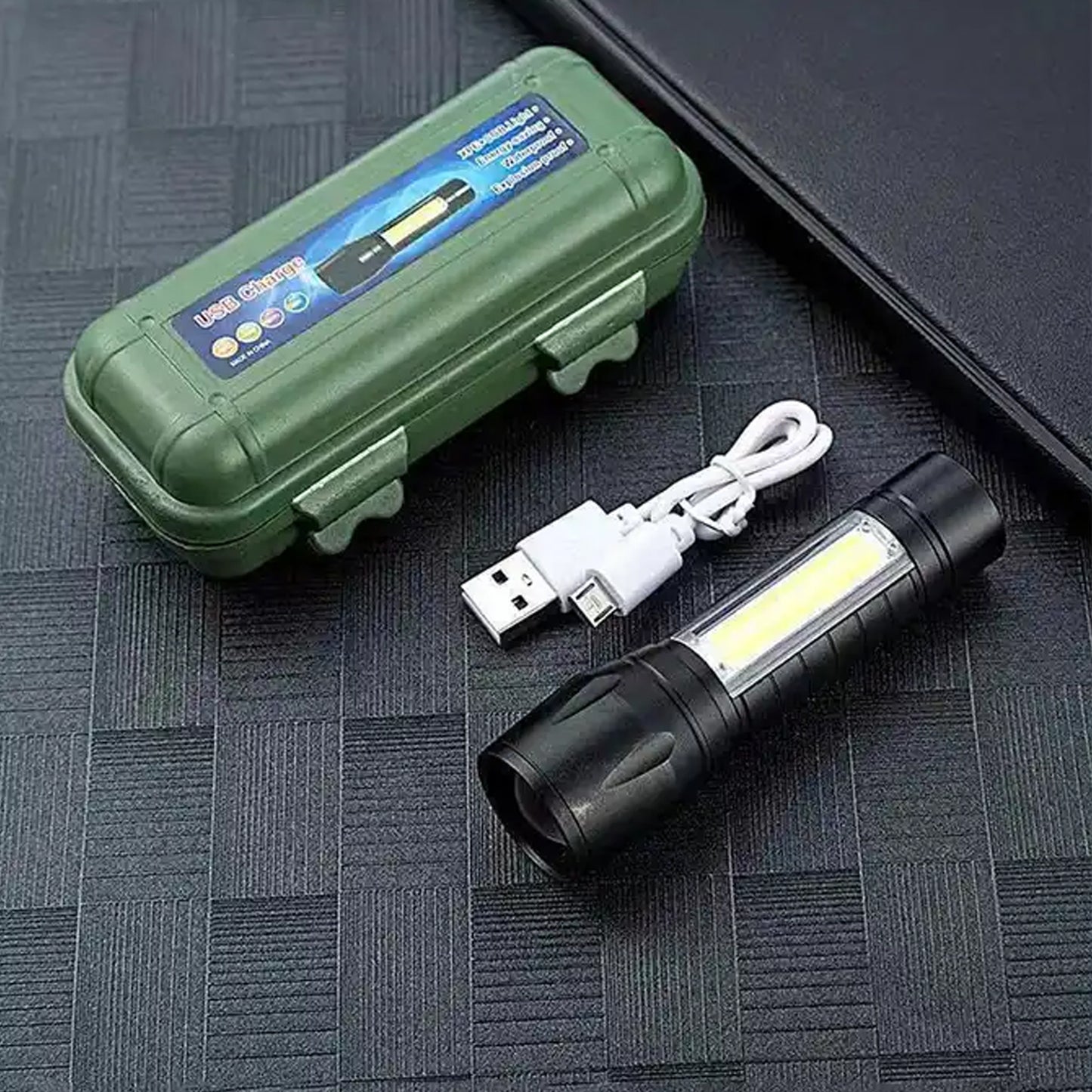 Led Flashlight Rechargeable Usb Mini Torch Ultra Brightest Zoom Flash Light Handheld Pocket Compact Portable Tiny Lamp With Cob Side Lantern High Power Tactical Travel Emergency Flashlights - LootFaat