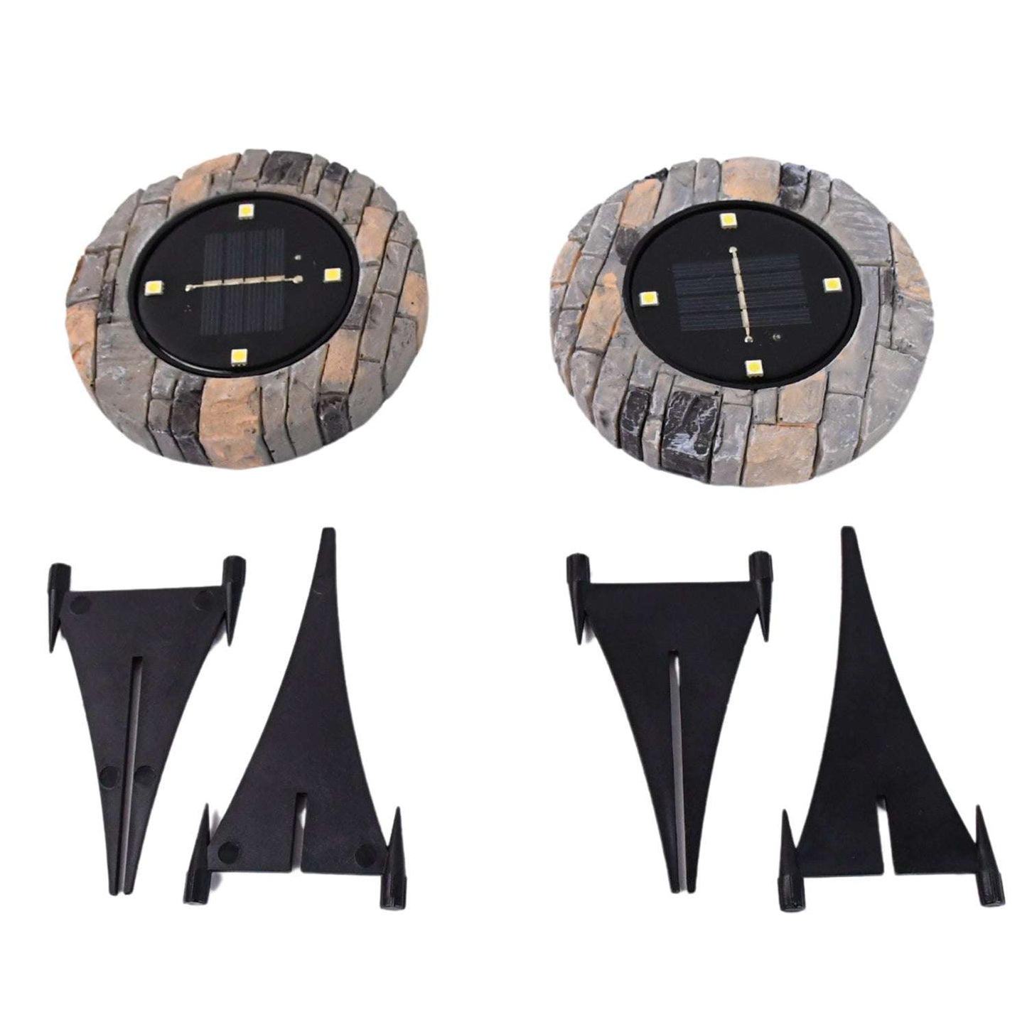 Disk Lights Slate Heavy Duty Outdoor Solar Pathway Lights 4 Led (2 Pc) - LootFaat