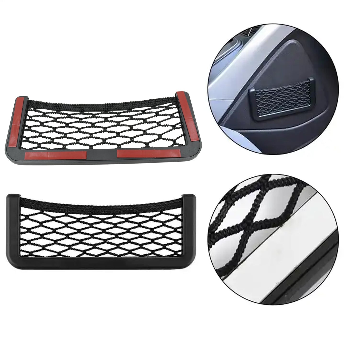 Car Storage Organize Car String Bag Car Seat Side Storage Net Bag Mesh Pocket Organizer Stick-on For Purse Bag Phone - LootFaat