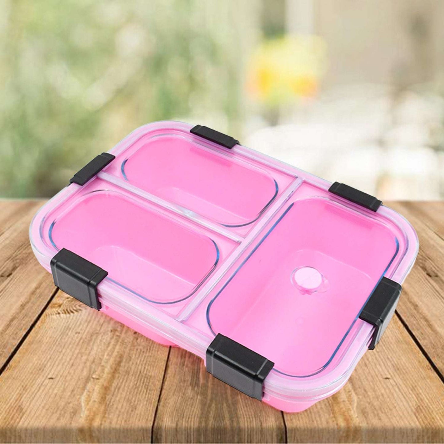 Plastic 3 Compartment Insulated Lunch Box Lunch Box (1 Pc) - LootFaat