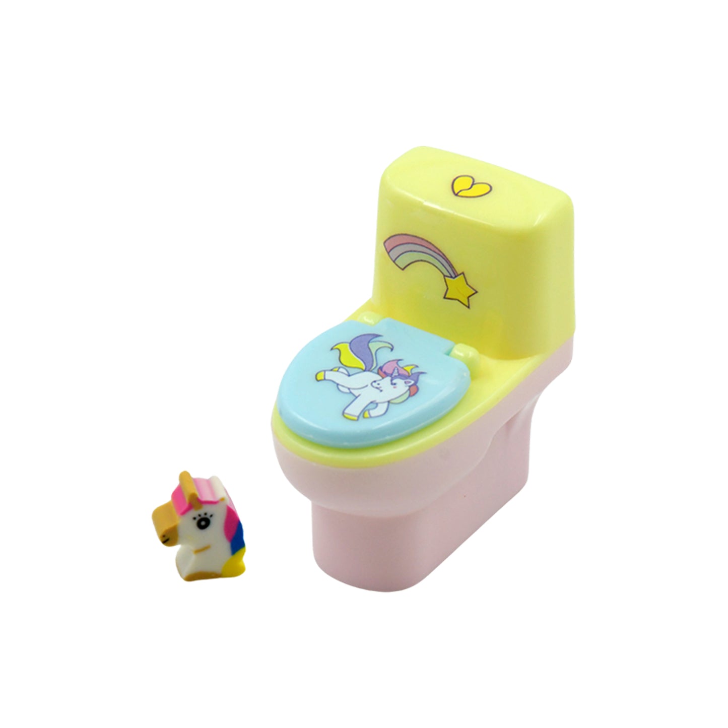Toilet Pencil Sharpener Plastic Pencil Sharpener Novelty Pencil Sharpener Cute Cartoon Stationery Gift Small Toilet Shaped Sharpener With Eraser Wheel For School Kids (2 Pc Set) - LootFaat