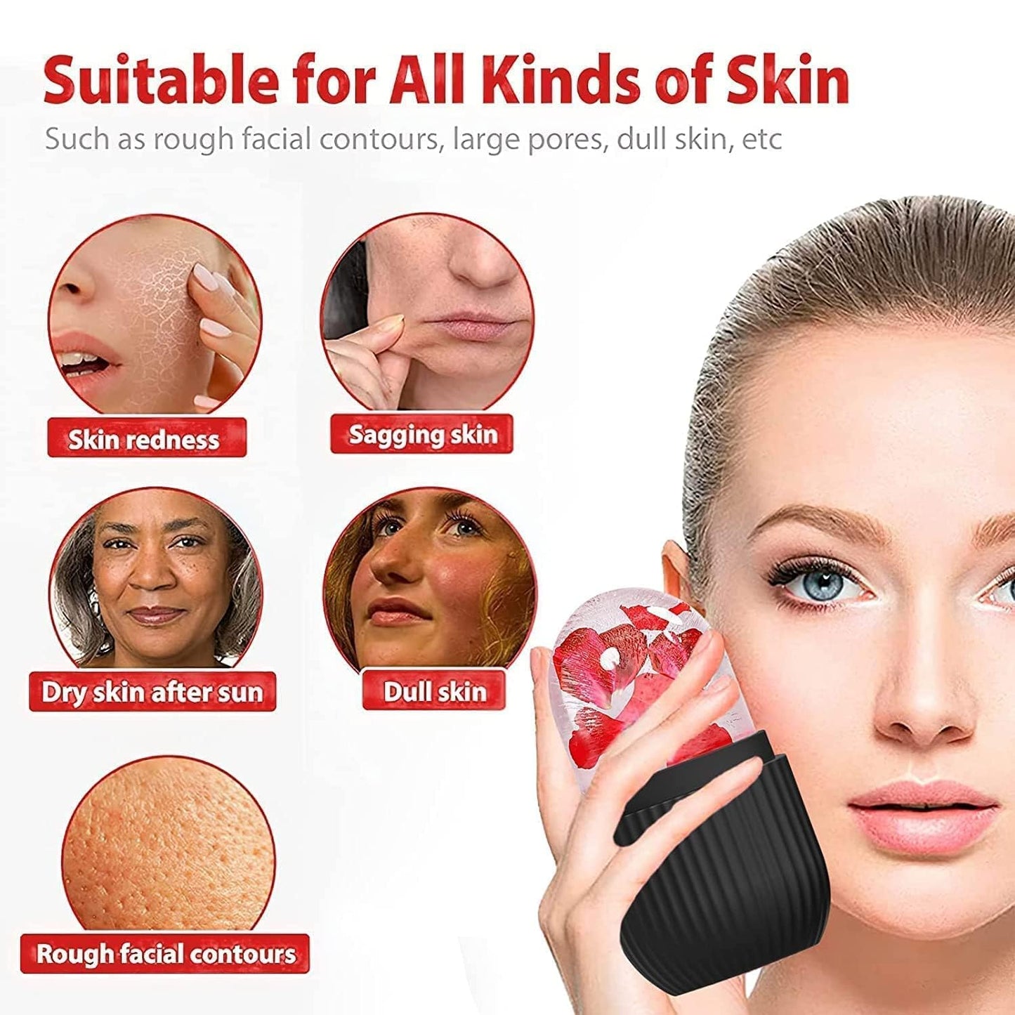 Face Ice Roller Ice Roller For Face Ice Roller For Face Massager Face Ice Treatment Reduce Face Swelling And Under Eye Puffiness (Black) - LootFaat