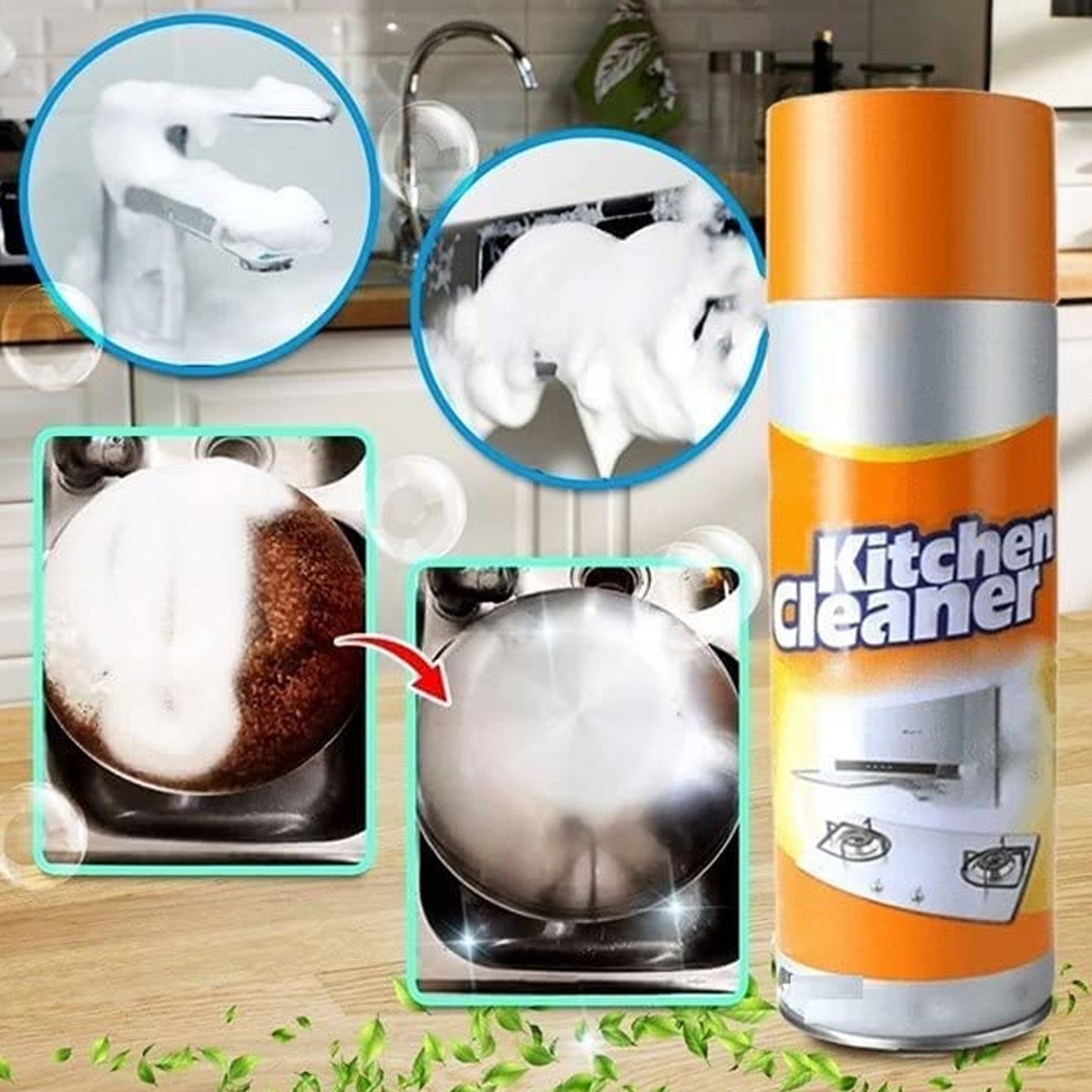 Multipurpose Bubble Foam Cleaner Kitchen Cleaner Spray Oil Grease Stain Remover Chimney Cleaner Spray Bubble Cleaner All Purpose Foam Degreaser Spray (500 Ml) - LootFaat