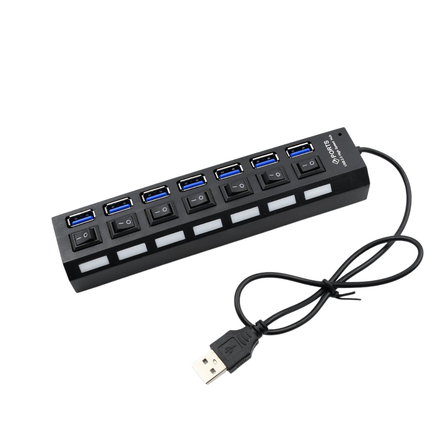 Usb Splitter Multi Port Usb 2.0 Hub 7 Port With Independent Onoff Switch And Led Indicators Usb A Port Data Hub Suitable For Pc Computer Keyboard Laptop Mobile Hdd Flash Drive Camera Etc - LootFaat