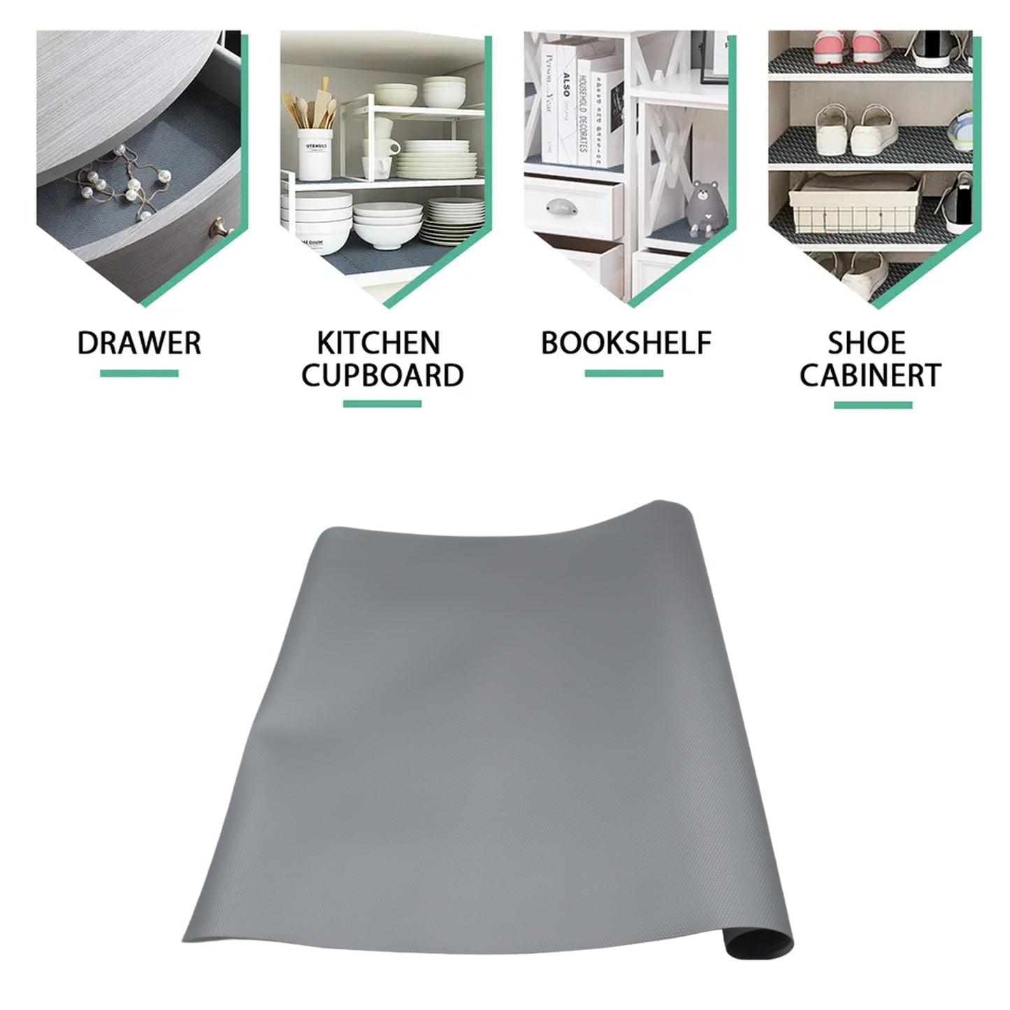 Multipurpose Anti-slip Bathroom Kitchen Cabinet Drawer Shelf Mat Liner Sheets Roll Fridge Mat Table Mat Anti-slip Super Strong Placement Mat For Fridge Bathroom Kitchen Drawer Shelf Liner (45cmx1.25m) - LootFaat