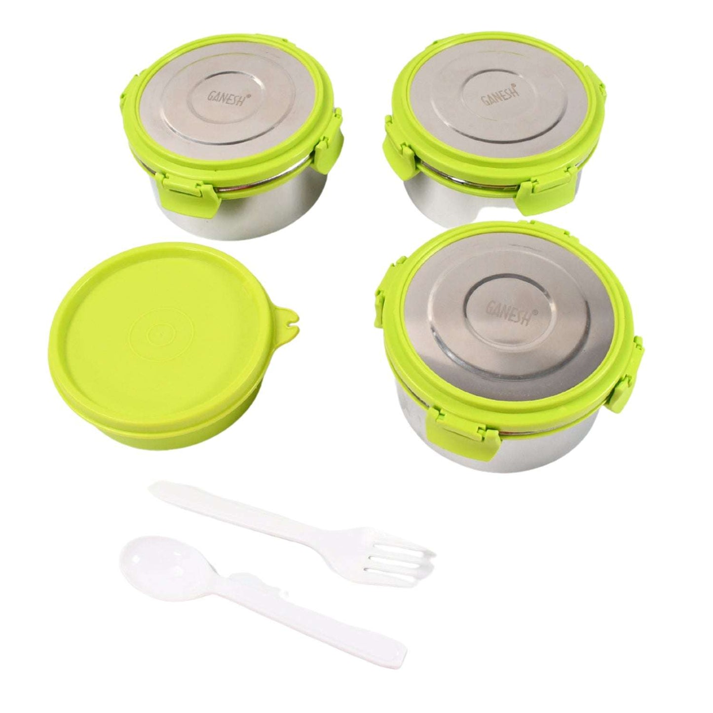 Stainless Steel Tiffin Lunch Box Container Dabba With 4 Side Clip Lock Lid For Office School Use Food Grade Air Tight Easy To Carry Leak Proof