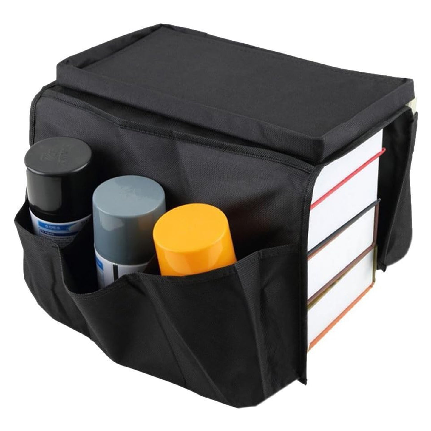 Sofa Arm Rest Hanging Storage Bag Storage Bag For Sofa Ideal For Sorting Magazines Ipad Books (Black) - LootFaat