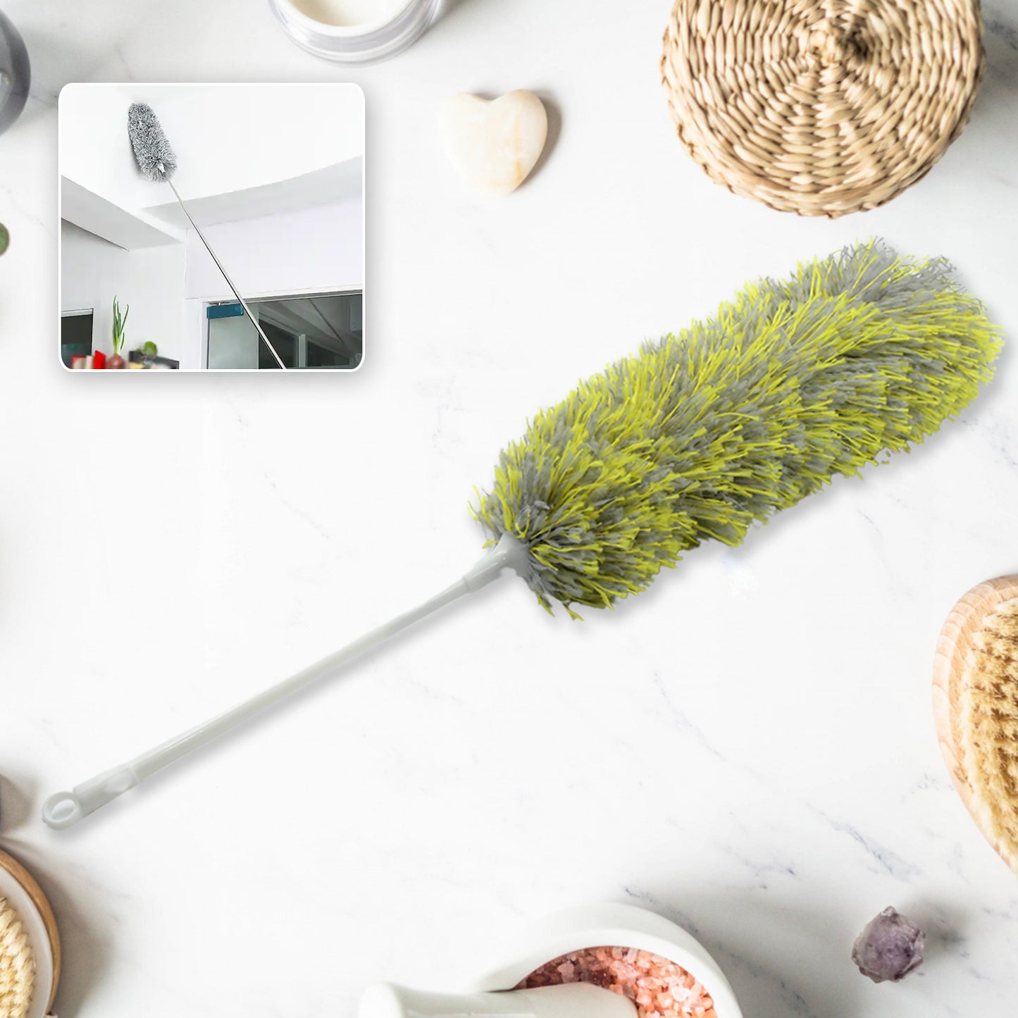Long Handle Microfiber Duster For Cleaning Microfiber Hand Duster Washable Microfiber Cleaning Tool Extendable Dusters For Cleaning Office Car Computer Air Condition Washable Duster (62cm) - LootFaat