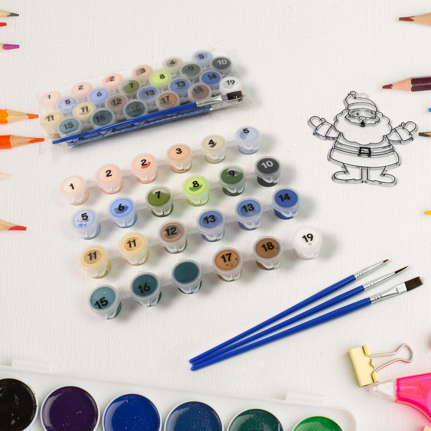 Paint By Number Kits 2 Set 19 Number Color 6 Paint Brushes (2 Set) - LootFaat