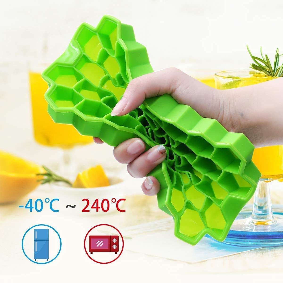 Flexible Silicone Honeycomb Design 37 Cavity Ice Cube Moulds Trays Small Cubes For Whiskey Tray For Fridge (Multicolor) - LootFaat