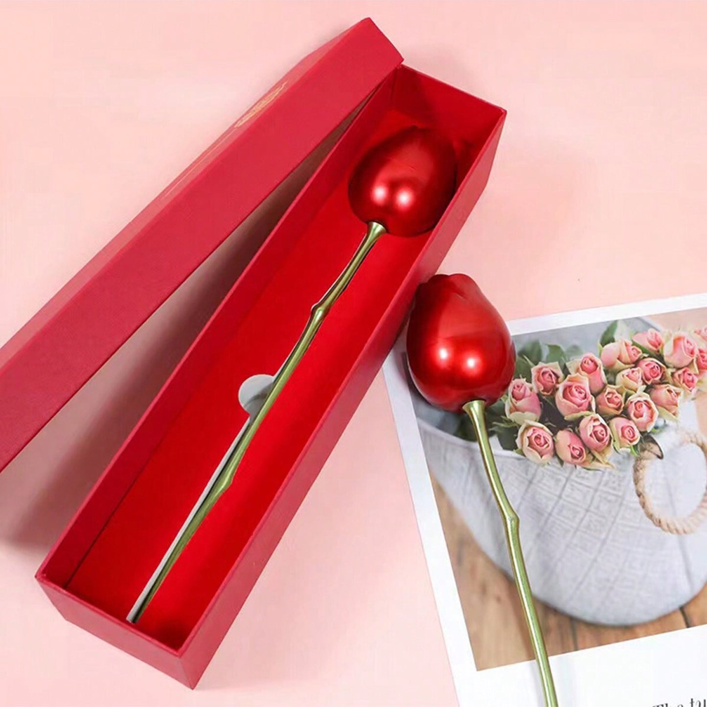 Metal Red Rose Couple Jewelry Box-fancy Jewelry Box (1 Pc) - LootFaat