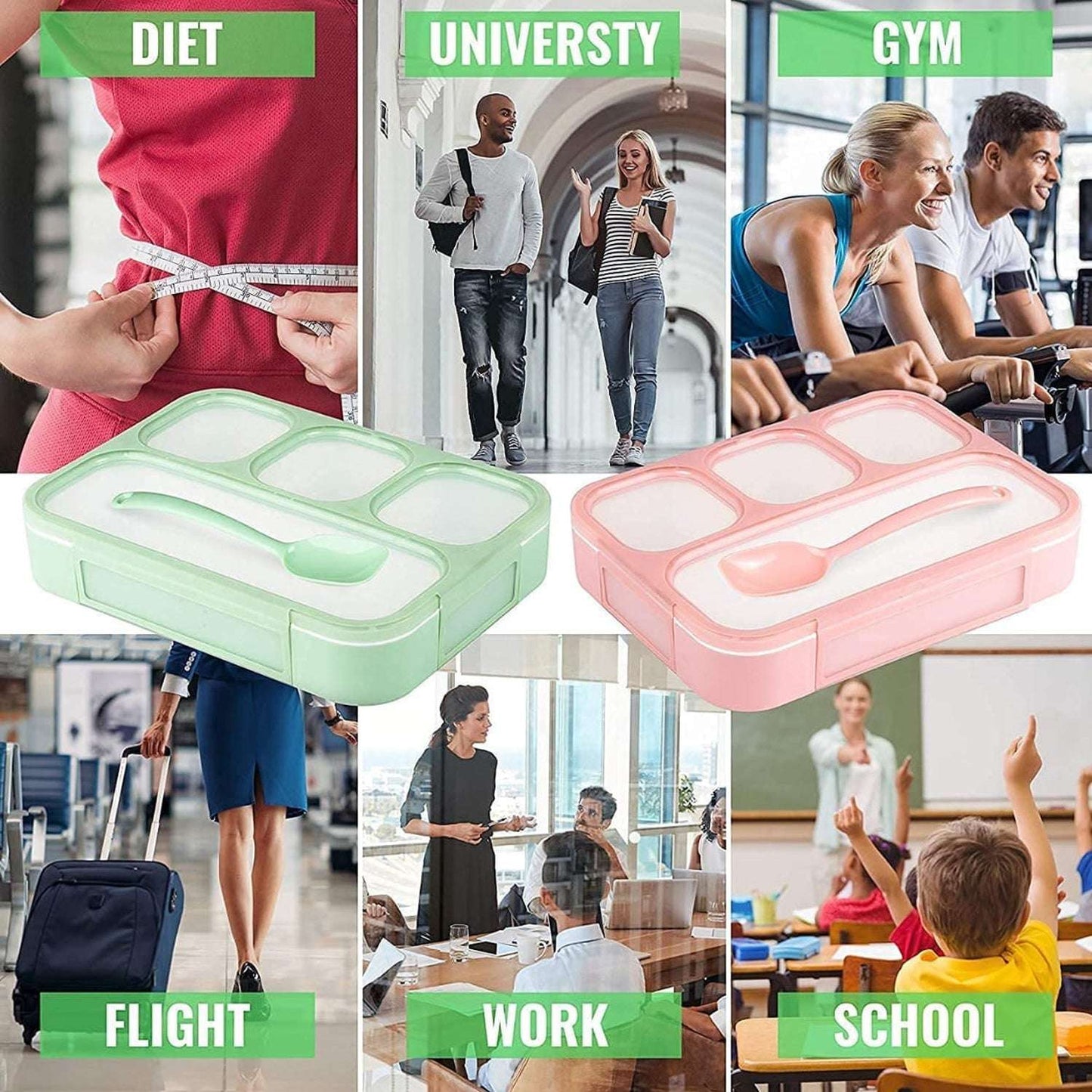 Lunch Box 4 Compartment With Leak Proof Lunch Box For School Office Use - LootFaat