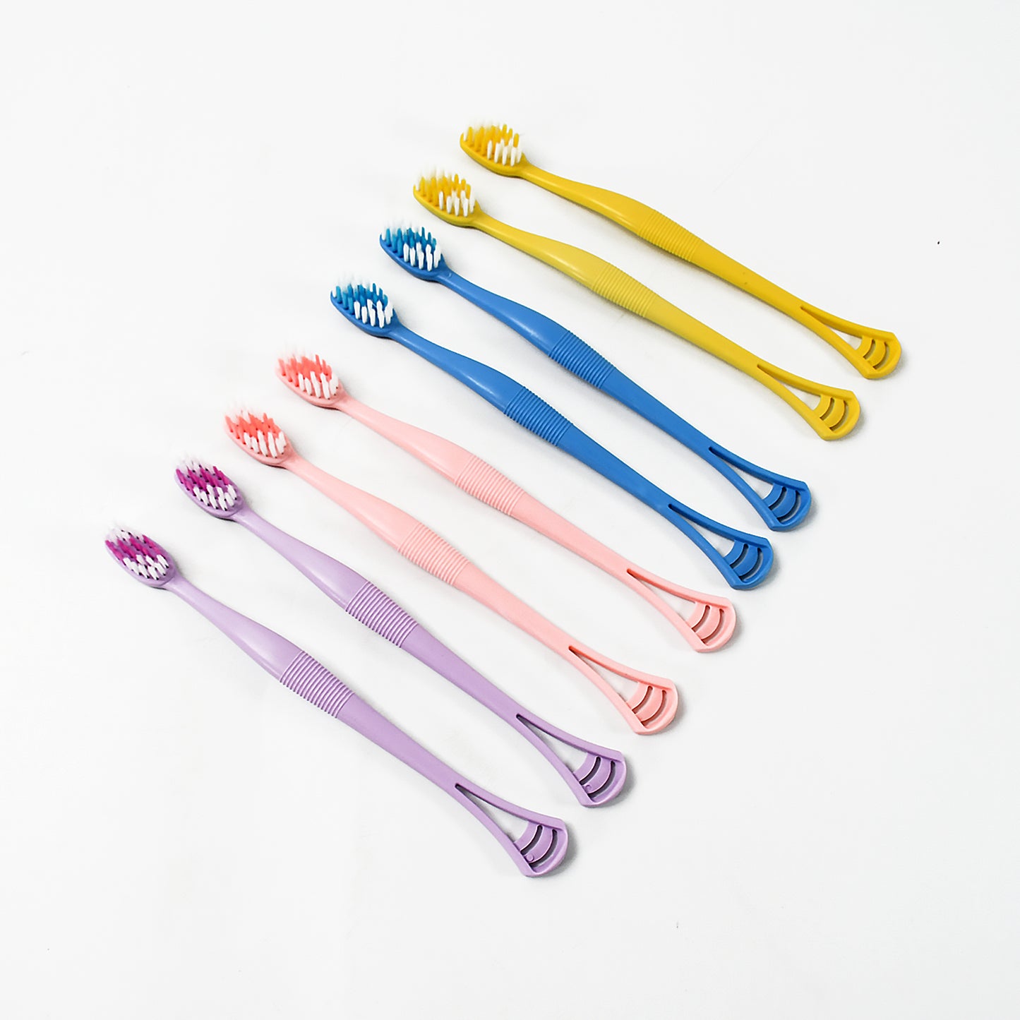 2-in-1 Tooth Brush With Tongue Scraper Soft Bristle Long Handle (8pcs) Soft Toothbrush - LootFaat