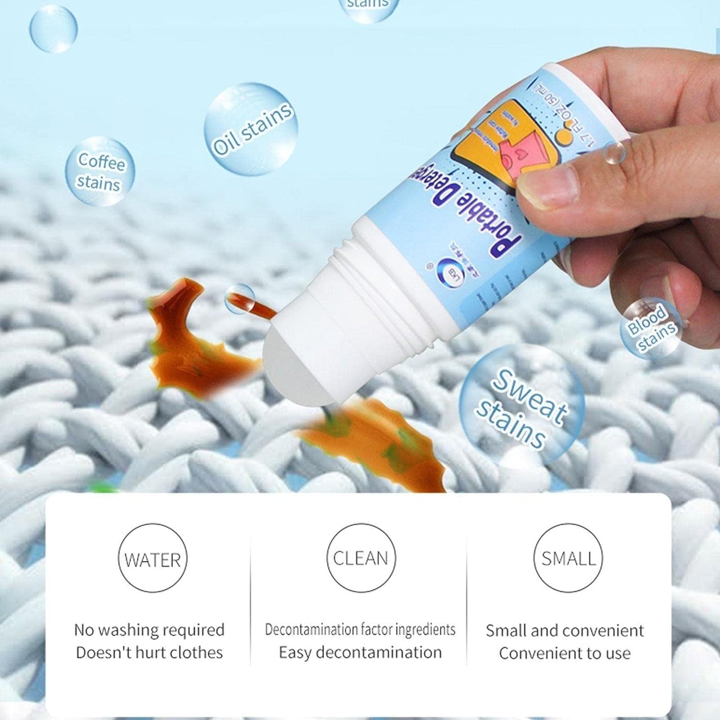 Clothes Stain Remover Bead Design Emergency Stain Rescue Roller-ball Cleaner For Natural Fabric Removes Oil Almost All Types Of Fabrics - LootFaat