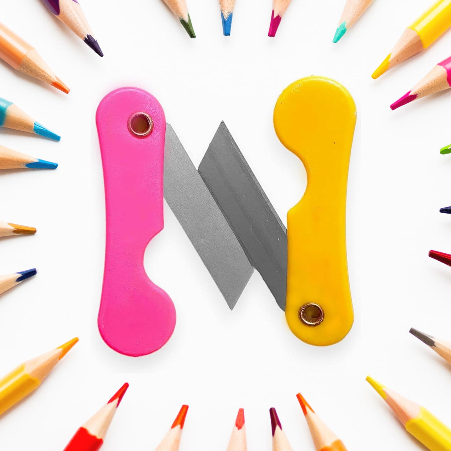 Multicolour Mini Paper Cutter Knife Pencil Knife (Pack Of 12) - LootFaat
