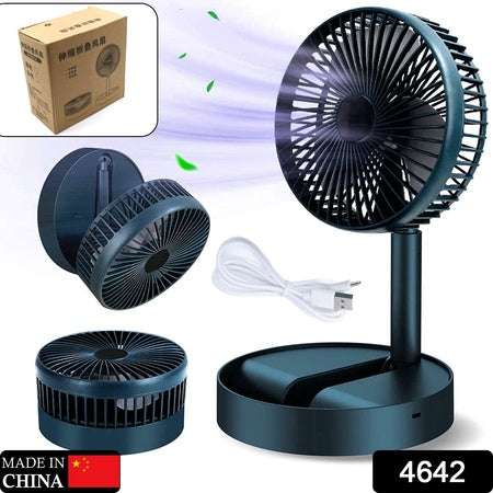Telescopic Electric Desktop Fan Height Adjustable Foldable Portable For Travelcarry Silent Table Top Personal Fan For Bedside Office Table (Battery Not Include) - LootFaat