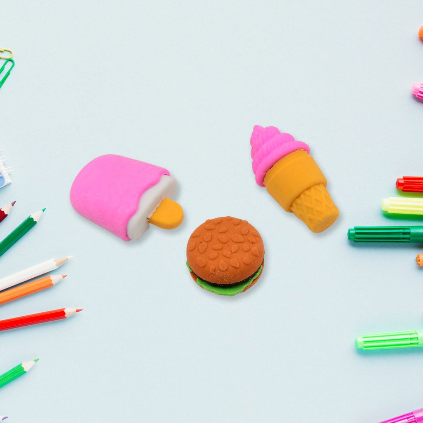 Mix Design Fancy Stylish Colorful Erasers (1 Set 3 Pc Set) - LootFaat
