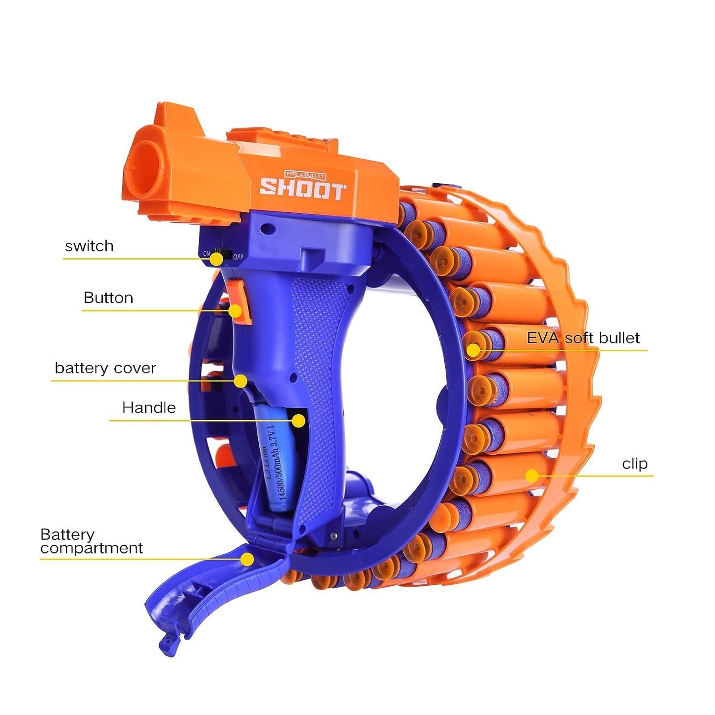 Amazing Toy Gun Electric Gun For Children 28 Soft Bullets For Youth Safety Childrens Electric Hand Ring Wheel Soft Bullet Gun Gift Toys - LootFaat