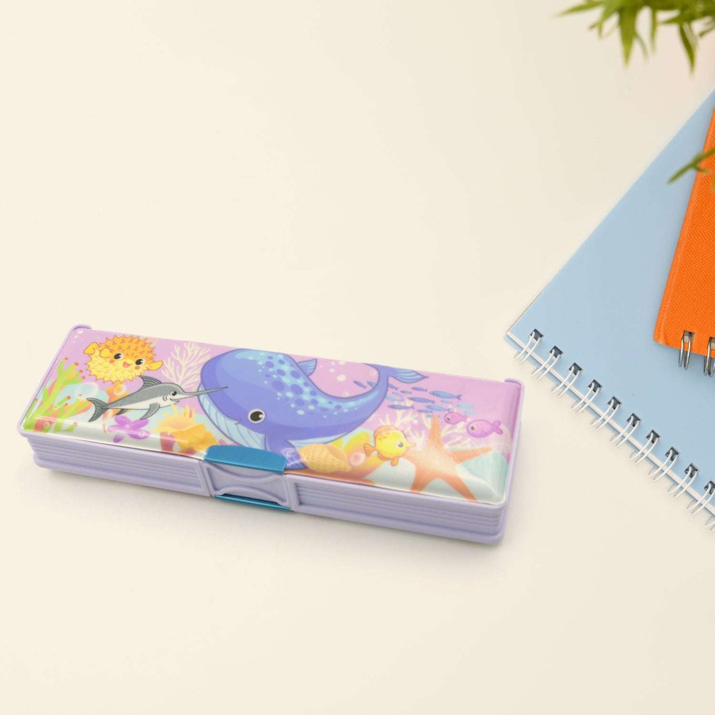 Multipurpose Compass Box Plastic Double Deck Pencil Case With 2 Compartments Supplies Utility Box Storage Organizer Pencil Box For School Cartoon Printed Pencil Case For Kids Birthday Gift For Girls Boys - LootFaat