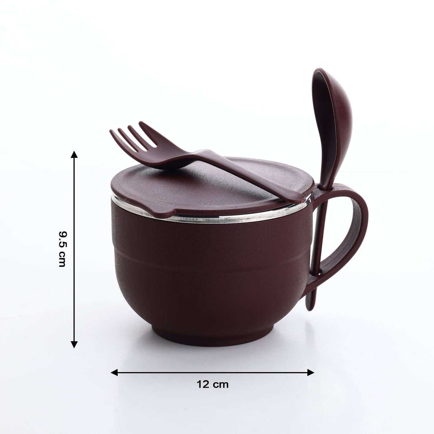 8130 Noodles Soup Bowl With Spoon And Fork Handle Spoon Holder Stainless Steel Bowl And Spoon Set Stainless Steel Storage