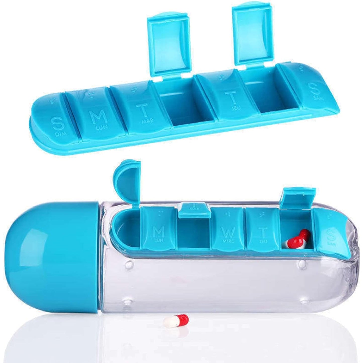 Pill Vitamin Bottle Water Bottle Multi Functional Use For Traveling Outdoor Use Water Bottle Travelling Kit Summer Special Bottle (600 Ml Mix Color ) - LootFaat