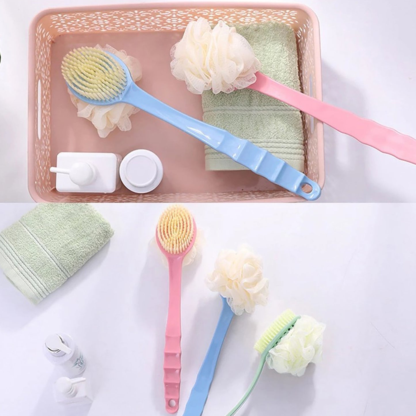 2in1 Bath Brush With Long Handle - LootFaat