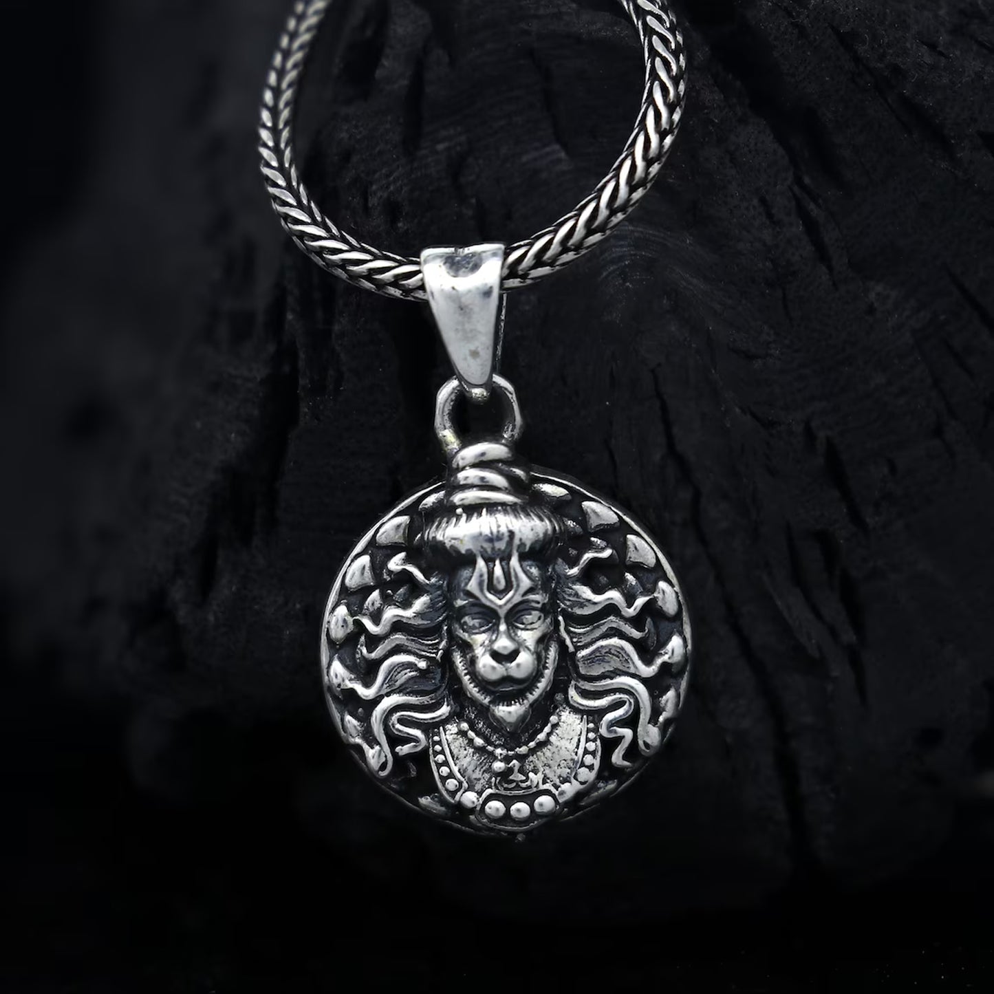 Hanuman Facelocket With Chain Pendant Necklace Chain (1 Pc) - LootFaat