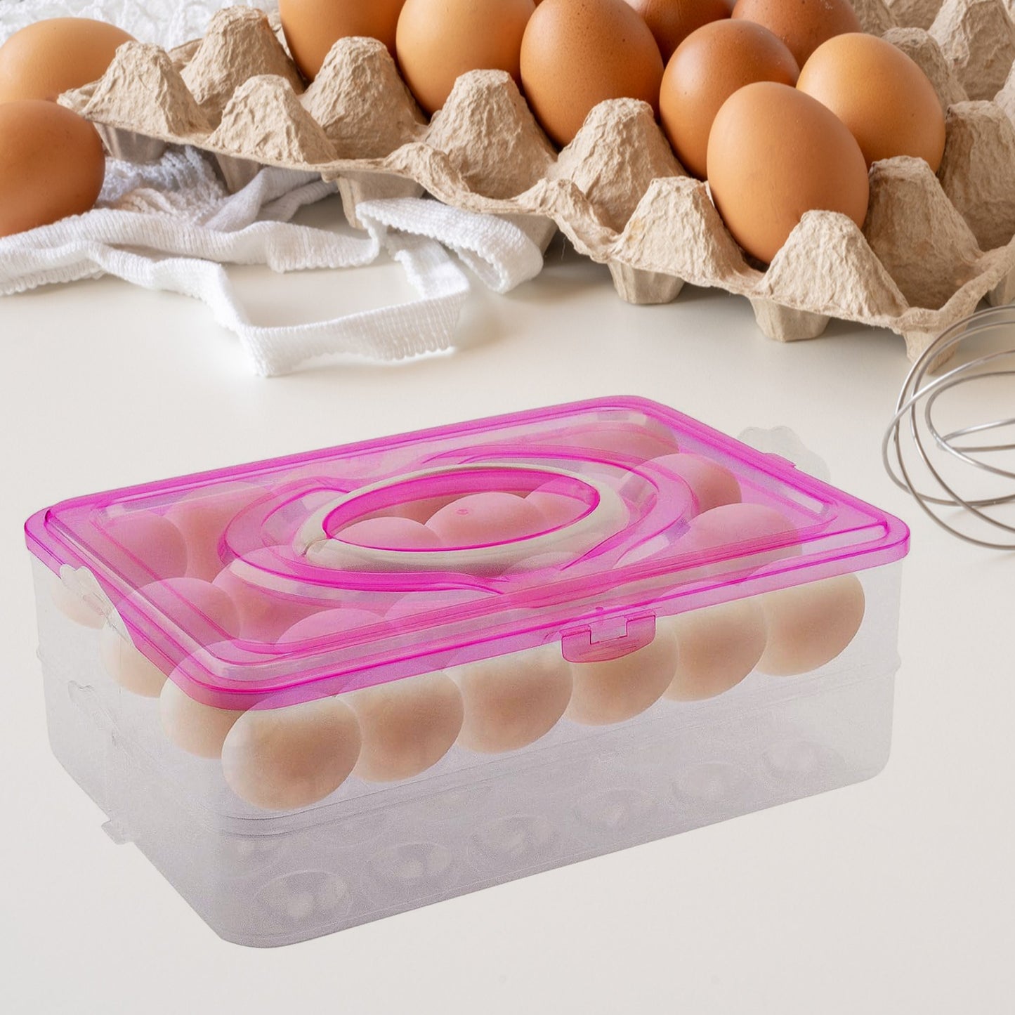 Double Layer 24 Grid Egg Storage Box For Egg Storage Container - LootFaat
