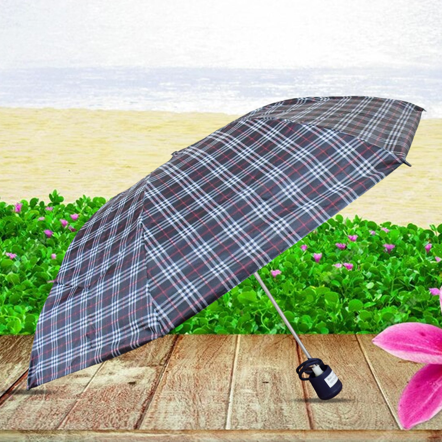 3-fold Sun Rain Protective Solid Foldable Umbrella (1 Pc) - LootFaat