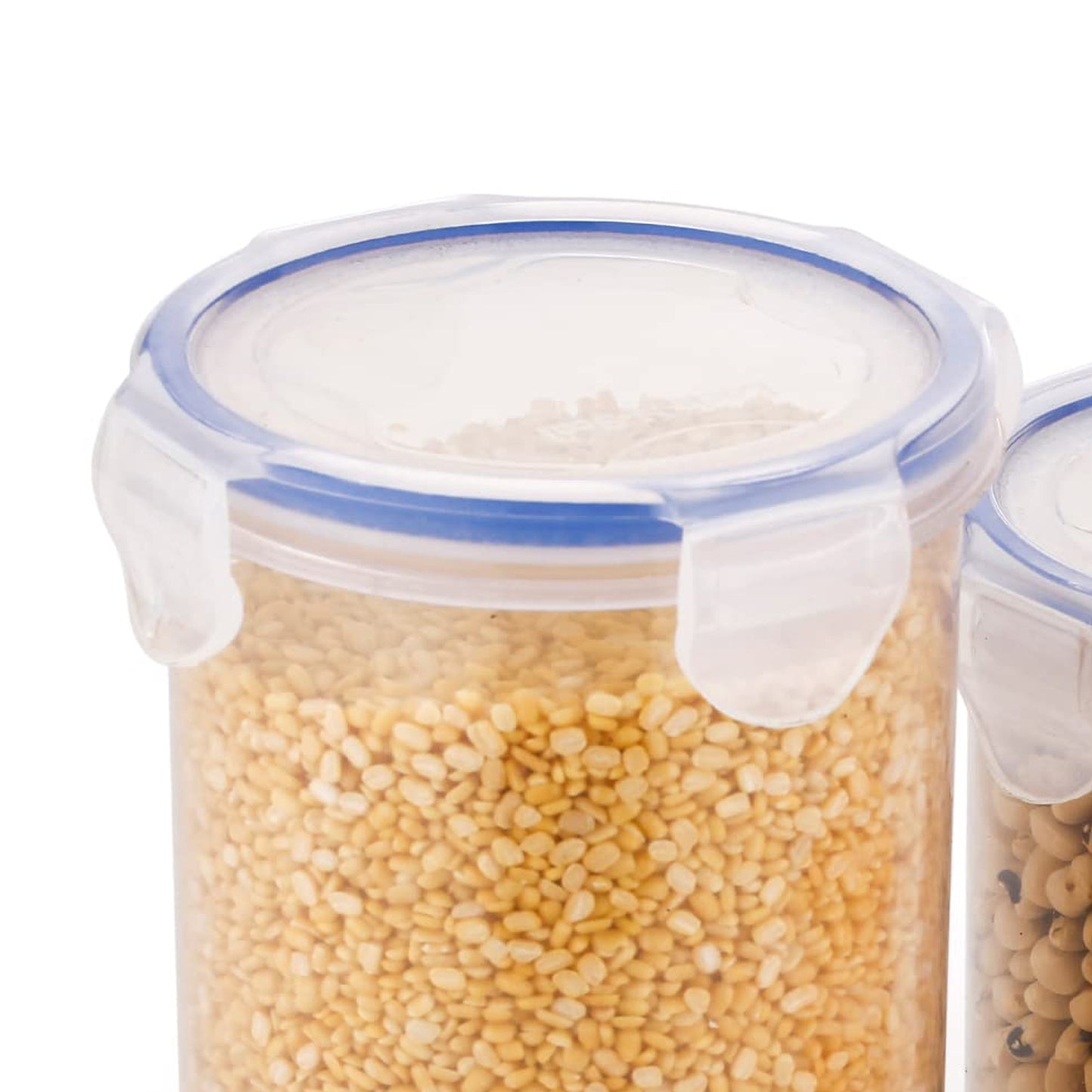 Round Plastic Airtight Food Storage Containers With Leak Proof Locking Lid Storage Container Set Of 3( Approx Capacity 500ml1000ml1500ml Transparent) - 3 Pc Set - LootFaat
