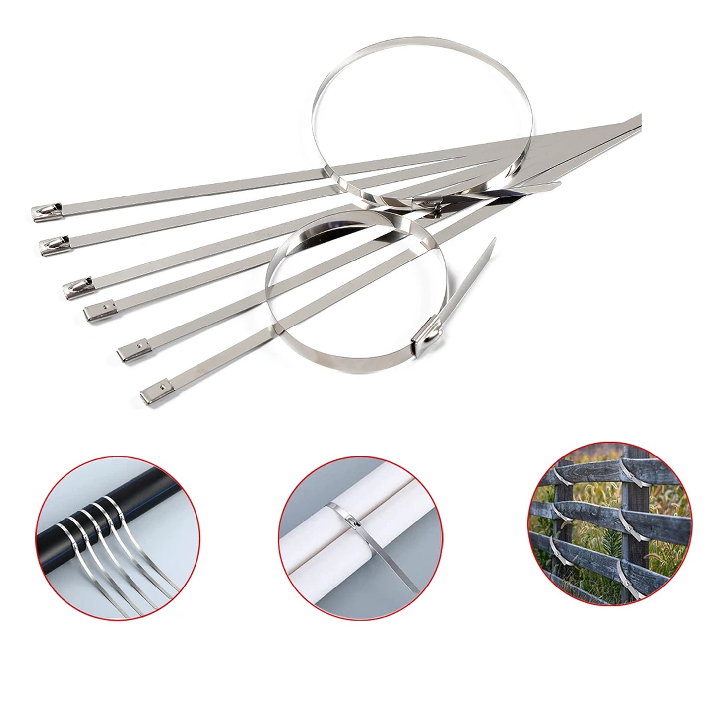 Stainless Steel Cable Tie (4.6x100mm 10 Pcs Set) - LootFaat
