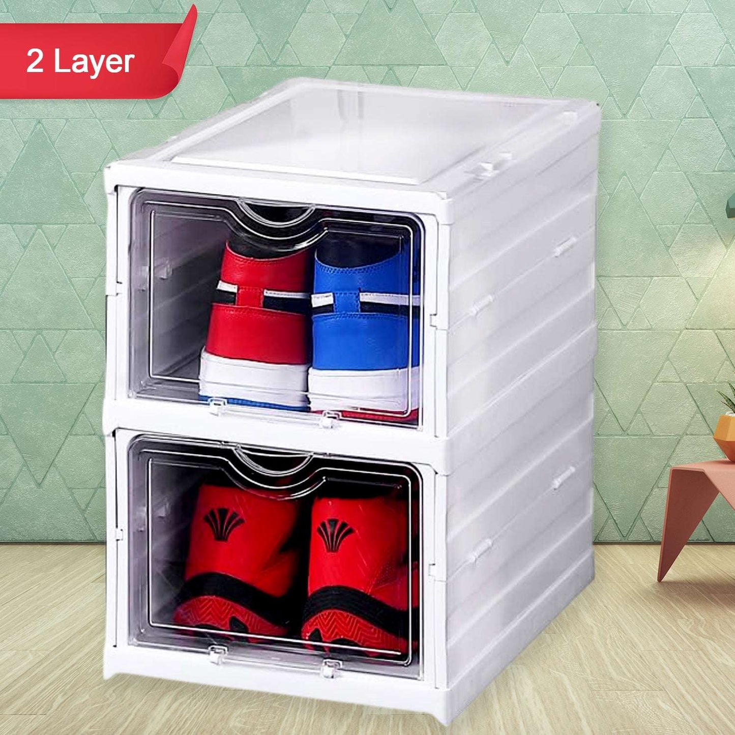 Stackable Multifunctional Storage For Clothes Foldable Drawer Shelf Basket Utility Cart Rack Storage Organizer Cart For Kitchen Pantry Closet Bedroom Bathroom Laundry (2 Layer 1 Pc) - LootFaat