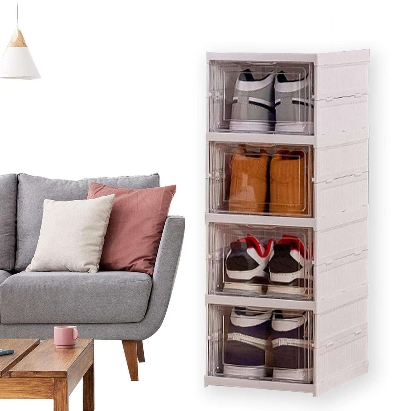 Stackable Multifunctional Storage For Clothes Foldable Drawer Shelf Basket Utility Cart Rack Storage Organizer Cart For Kitchen Pantry Closet Bedroom Bathroom Laundry (4 Layer 1 Pc) - LootFaat