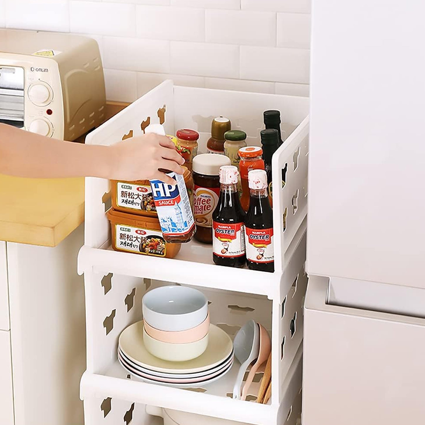 4 Layer Stackable Multifunctional Storagefor Clothes Foldable Drawer Shelf Basket Utility Cart Rack Storage Organizer Cart For Kitchen Pantry Closet Bedroom Bathroom Laundry (4 Layer 1 Pc) - LootFaat