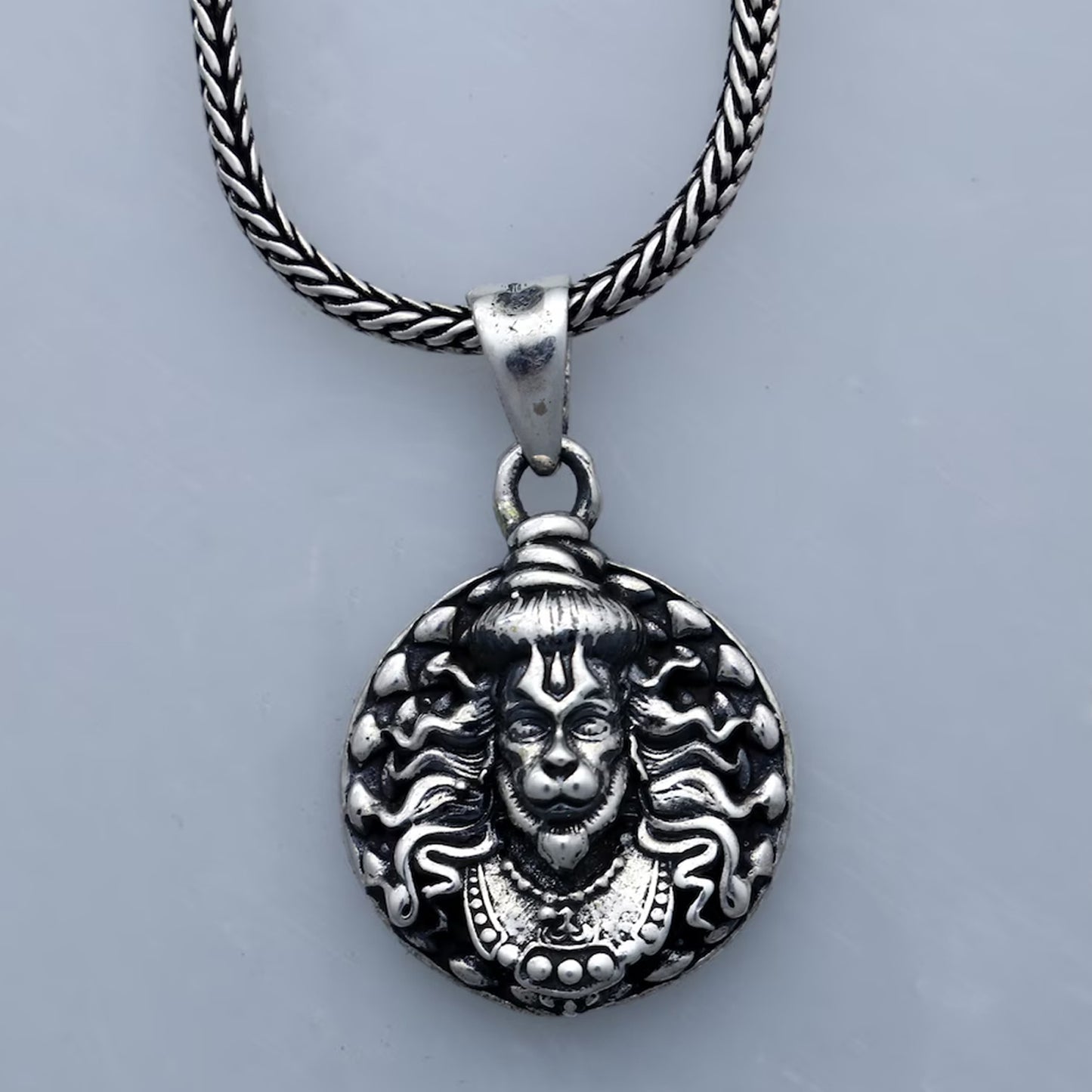 Hanuman Facelocket With Chain Pendant Necklace Chain (1 Pc) - LootFaat