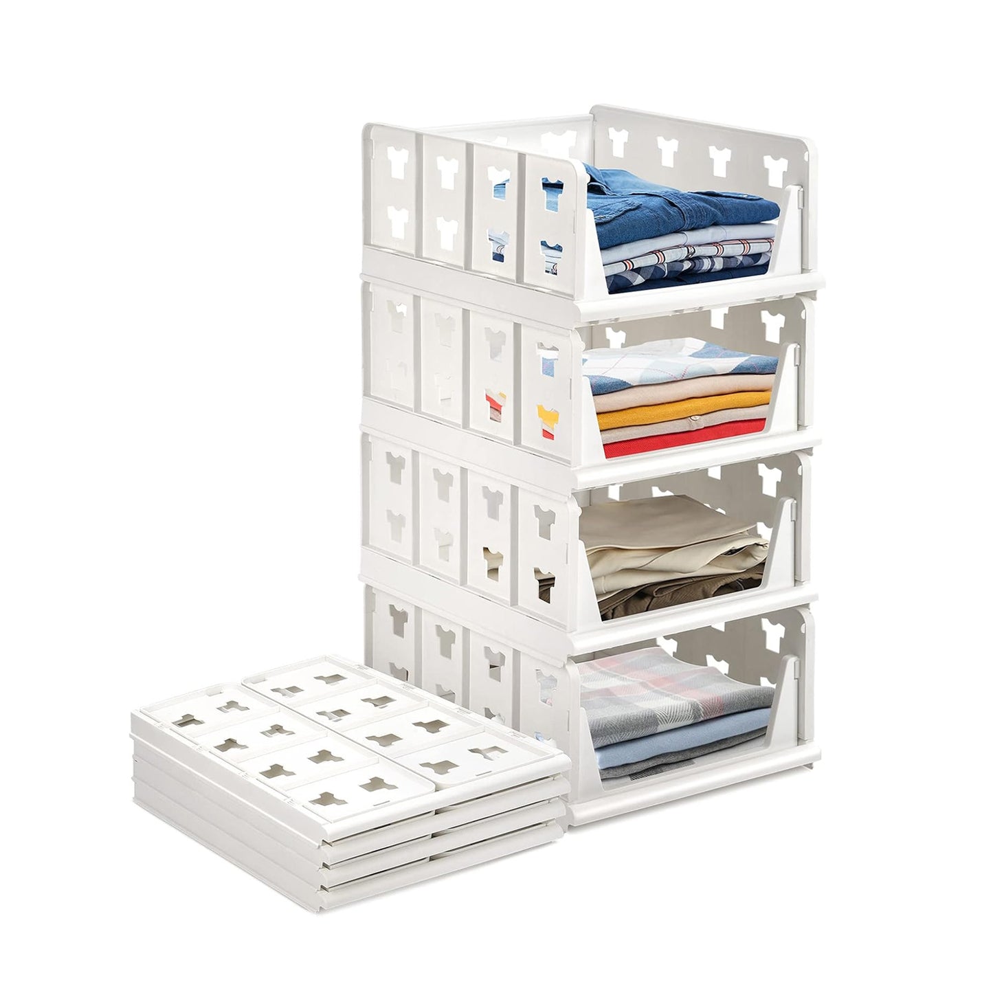 4 Layer Stackable Multifunctional Storagefor Clothes Foldable Drawer Shelf Basket Utility Cart Rack Storage Organizer Cart For Kitchen Pantry Closet Bedroom Bathroom Laundry (4 Layer 1 Pc) - LootFaat