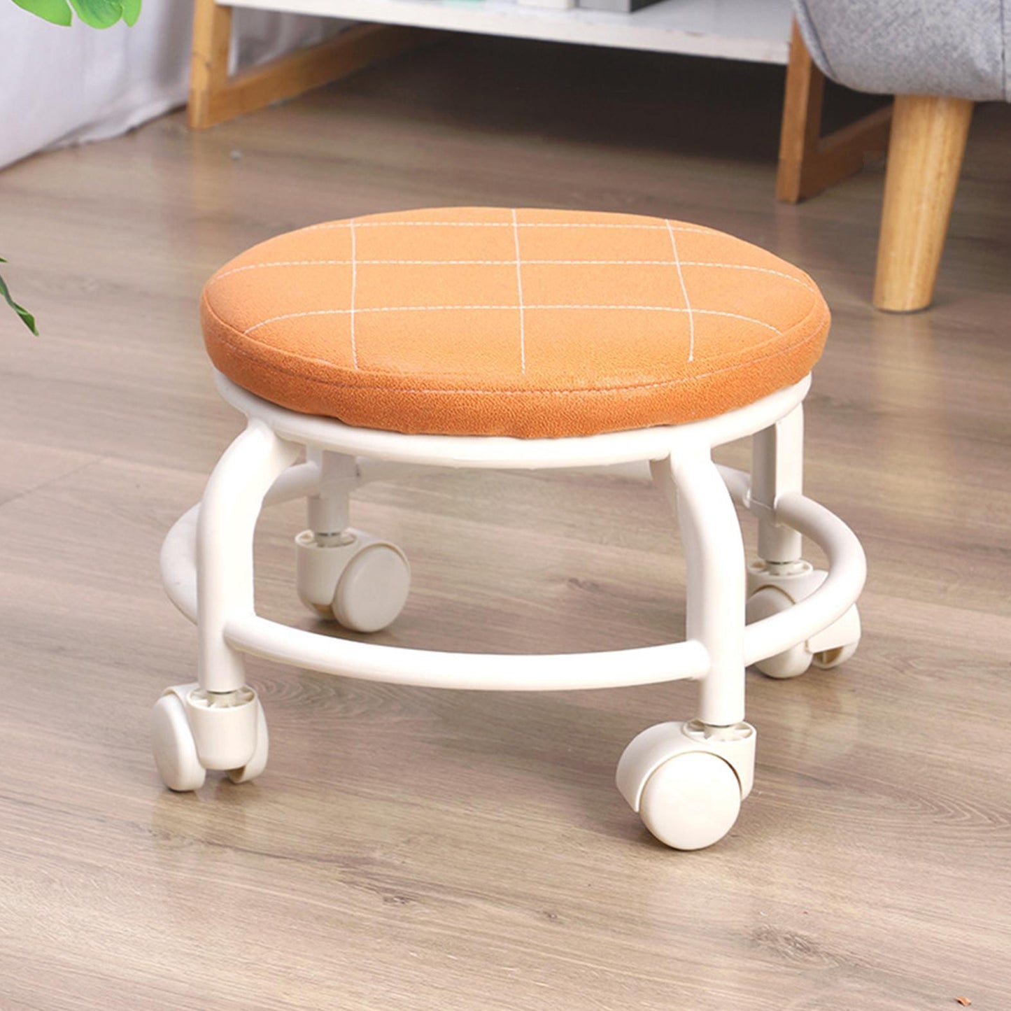Roller Seat Stool Low Height Rolling Stool Multifunctional Small Household Movable Mini Stool Pulley Wheel Stool For Garage Home Library (1 Pc) - LootFaat