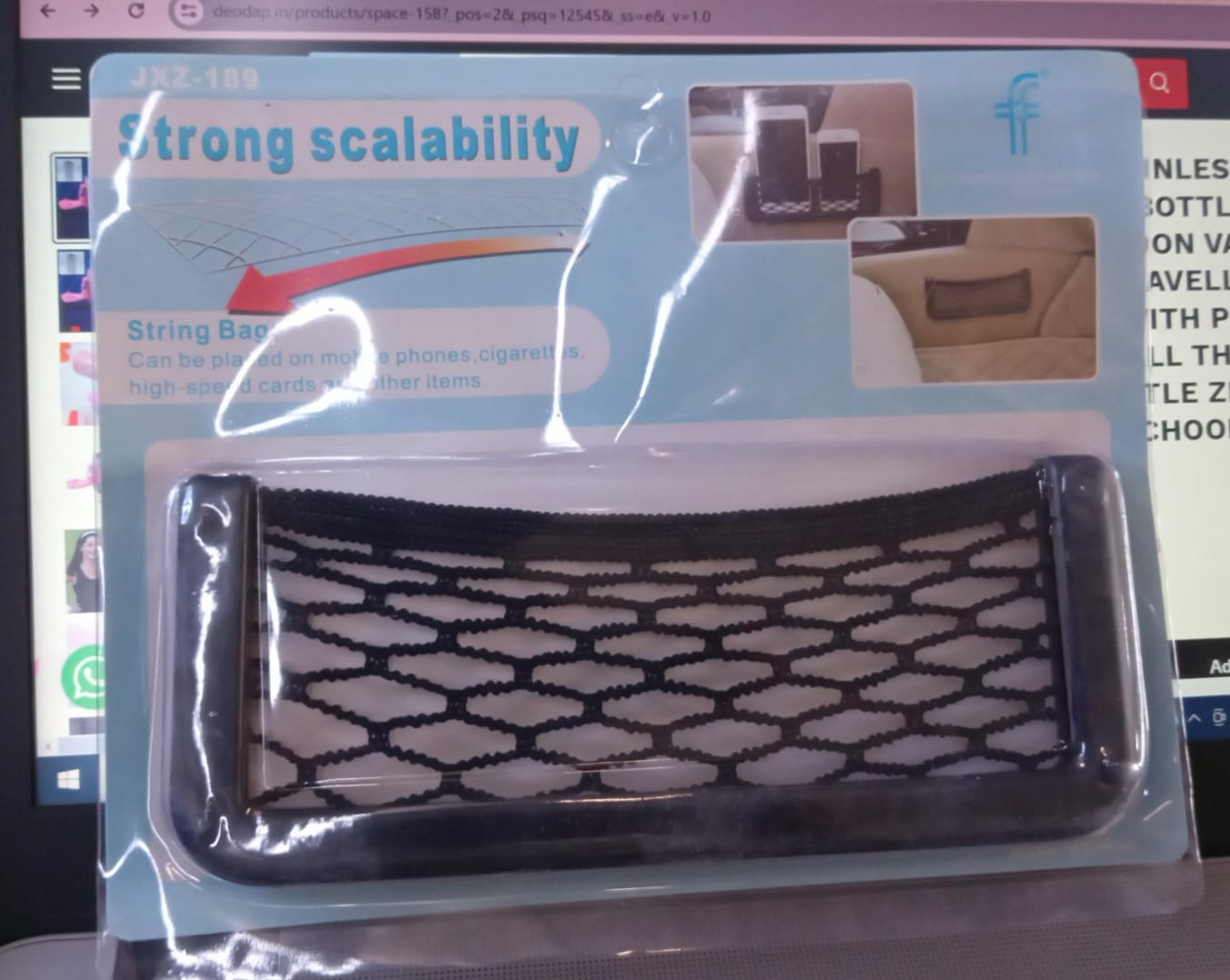 Car Storage Organize Car String Bag Car Seat Side Storage Net Bag Mesh Pocket Organizer Stick-on For Purse Bag Phone - LootFaat
