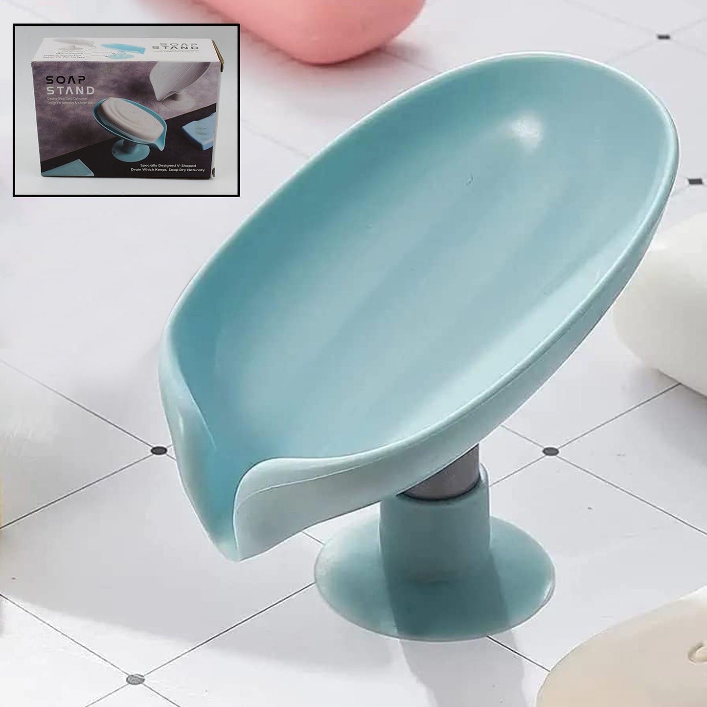 Soap Holder Stand Self Draining Soap Dish Holder Soap Box (1 Pc) - LootFaat