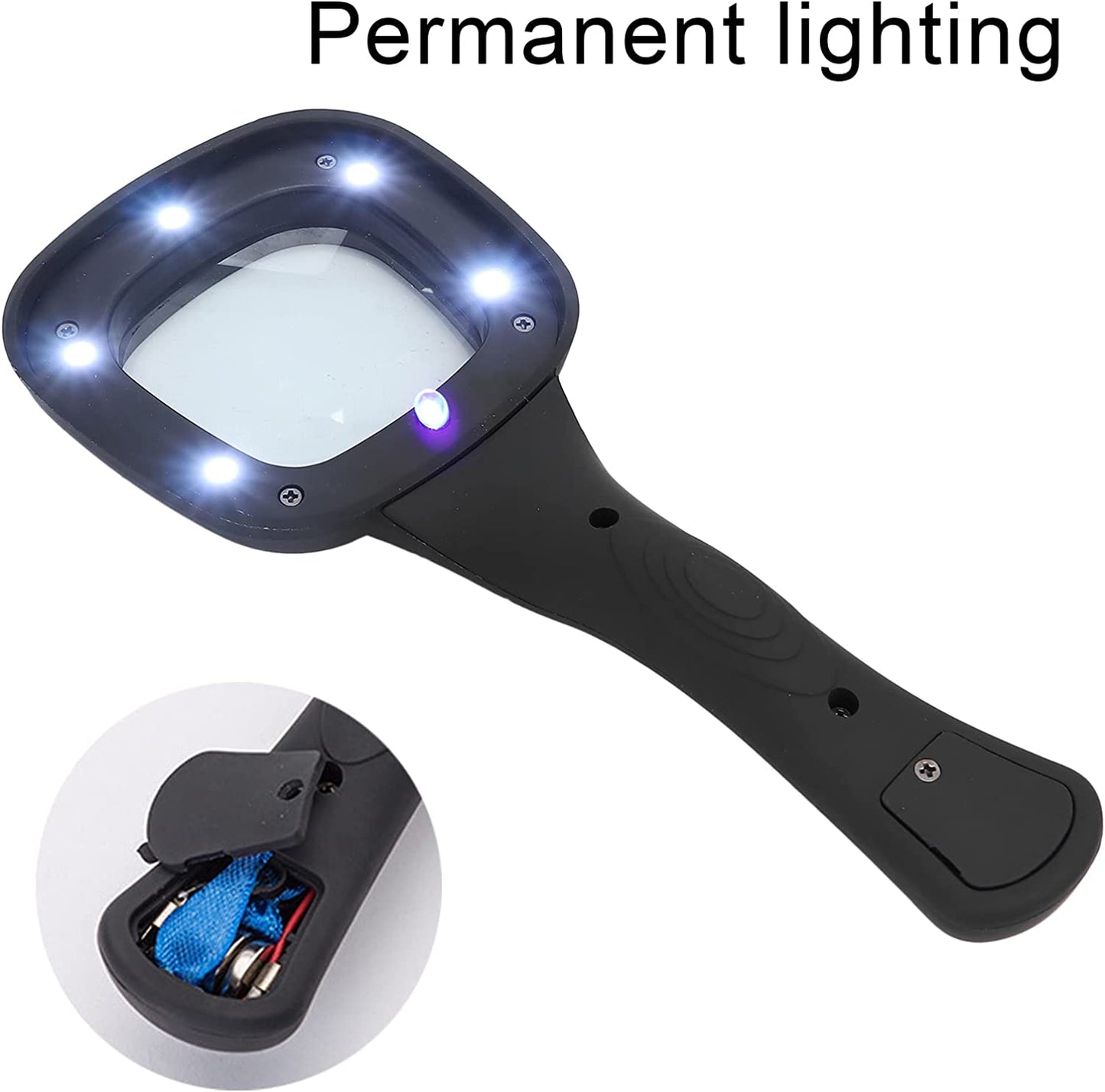 Handheld Magnifying Glass 6 Led Illuminated Lighted Magnifier For Seniors Reading Soldering Inspection Coins Jewelry Exploring - LootFaat