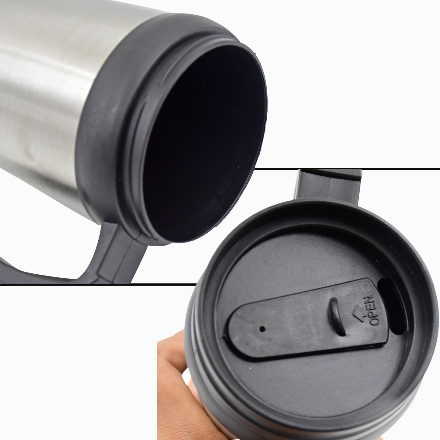 Stainless Steel Vacuum Glass Insulated Glass Coffee Cups (With Lid Handle 1 Pc) - LootFaat