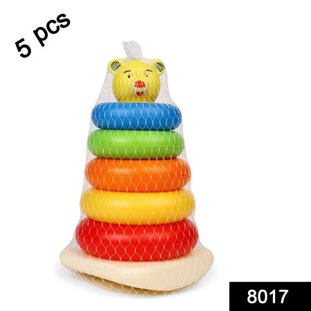 Plastic Baby Kids Teddy Stacking Ring Jumbo Stack Up Educational Toy 5pc - LootFaat