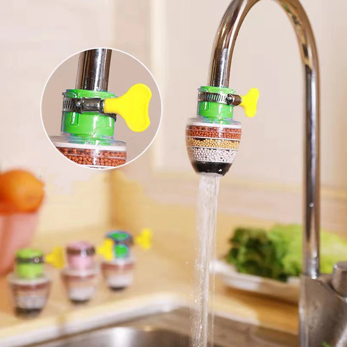 Water Faucet Clean Purifier Filter Cartridge Water Tap Upgrade Universal Interface Faucet Filter (Six Layer Purifier) - LootFaat