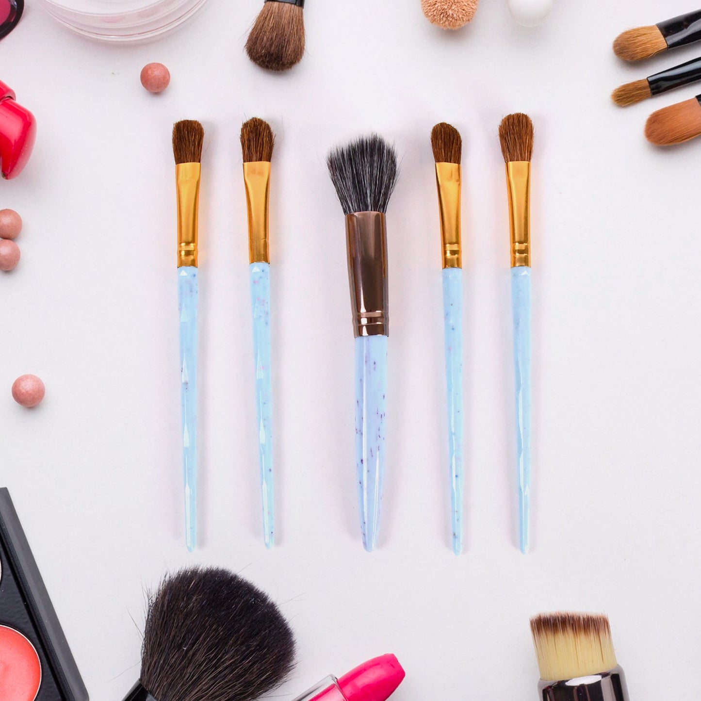 5pc Makeup Brush Tools Kit (5 Pcs Set Mix Color) - LootFaat