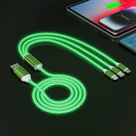 3 In 1 Charging Cable Light Up Fast Charger Multi Charging Cable (1 Pc) - LootFaat