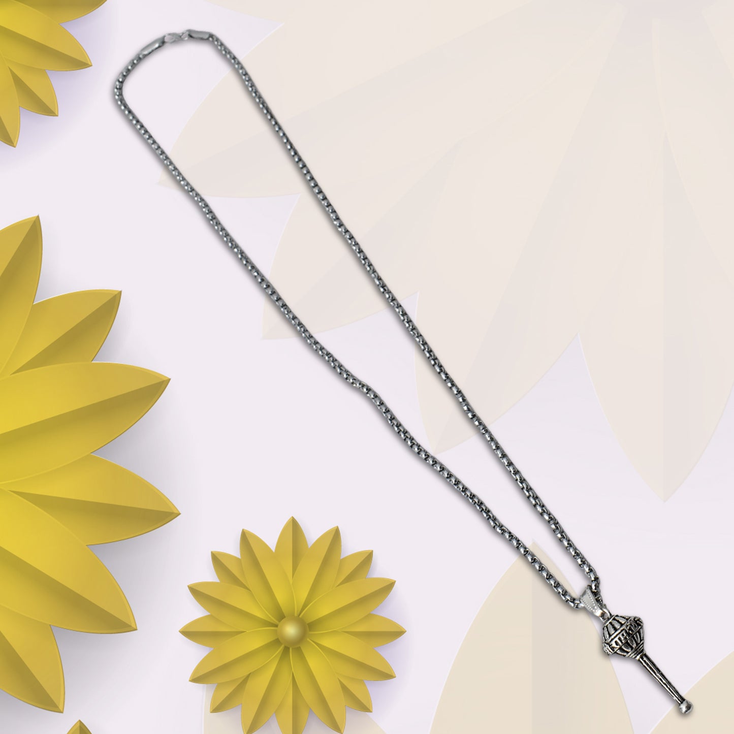 Silver Chain With Gada Pendant Locket (1 Pc) - LootFaat