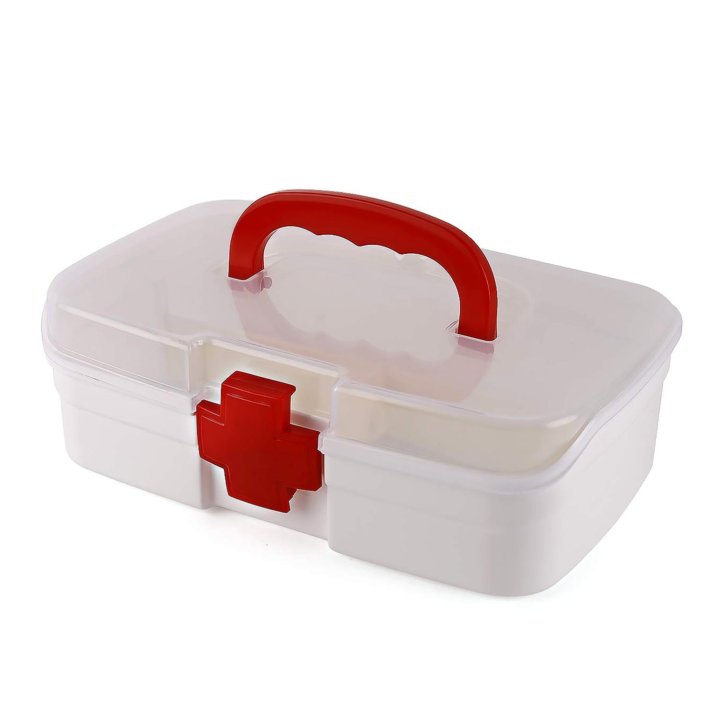 3 Compartment Medical Box 1 Piece Indoor Outdoor Medical Utility Medicine Storage Box Detachable Tray Medical Box Multi Purpose Regular Medicine First Aid Box With Handle Transparent Lid Color Box - LootFaat