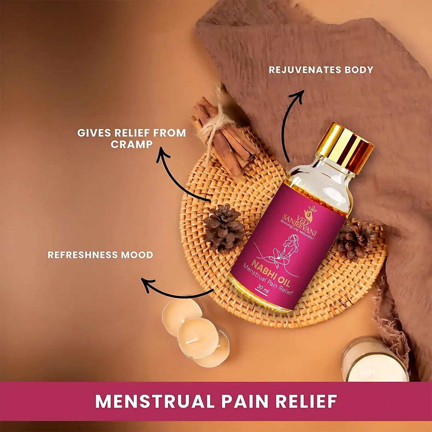 Ved Sanjeevani Nabhi Oil For Menstrual Pain Relief (30ml 1 Pc)